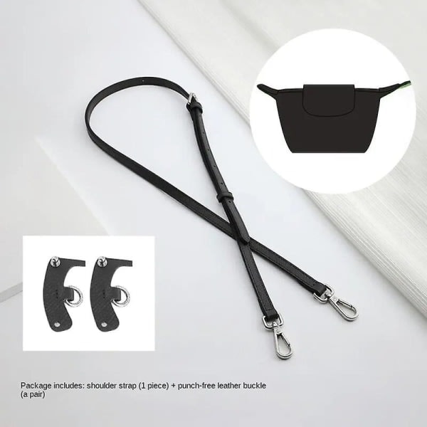 Axelrem för Longchamp Väska Transformations-tillbehör Fri stansning för miniväska Axelrem miniväska Black