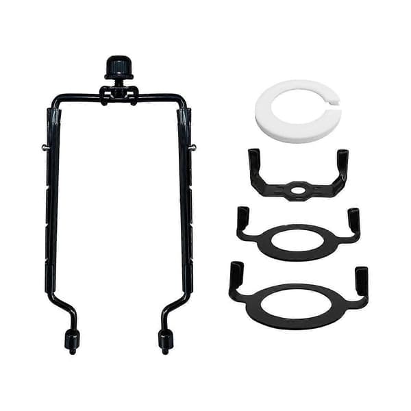 7 tommer Lampeskærm Harpeholder Justerbart Lampesæt E14, E26, E27 Lysbase Adapter Sort Horn Fra