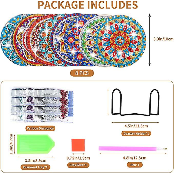 Diamantmatter med holdere, Håndverk for voksne, Mandala matter for DIY maling, Matter for diamantmaling