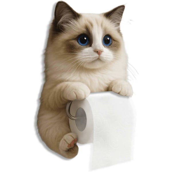 Katttidningshållare, Rolig 3D-kattpappershanddukshållare, Söt dekorativ toalettpappershållare väggmontering för badrum kök, Unika kattälskarpresenter B