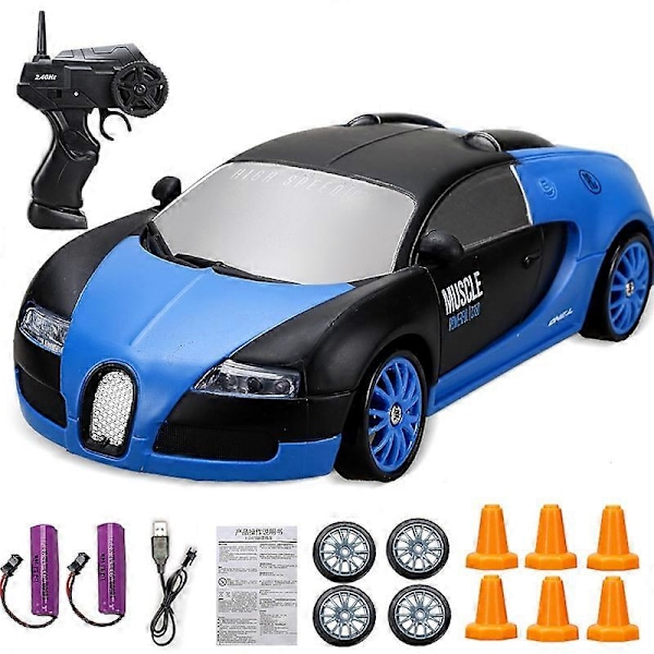 HaKeLai 2.4G Hög Hastighet Drift RC Bil 4WD Leksak Fjärrkontroll AE86 Modell GTR Fordon Bil RC Racing Bilar Leksak för Barn Julgåvor Bugatti-2B