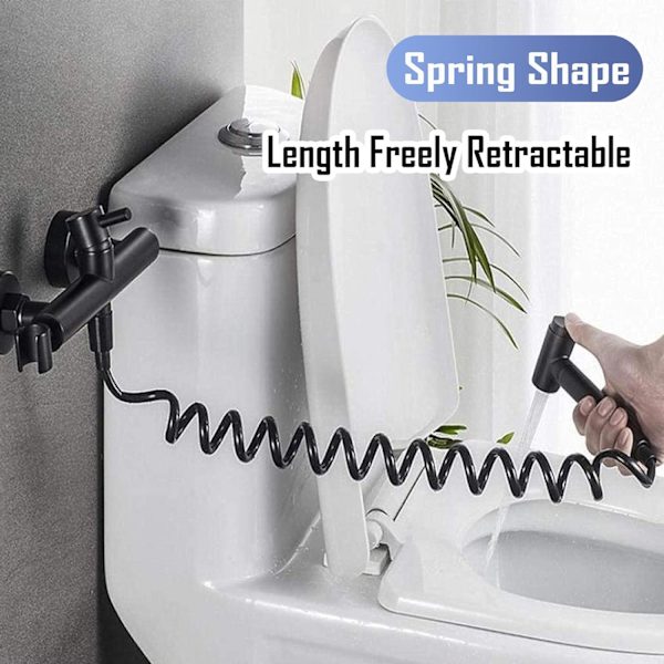 Forår Fleksibel Bruseslange, ABS Fleksibel Teleskopisk Bruseslange, Badeværelse Spiral Fleksibel Bruseslange til Toilet Hane, Bidet Sprøjte, Håndbruser - 3M Black