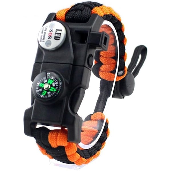 Justerbart överlevnadsarmband, 7 kärnor Paracord 20 i 1 Nöd Sportarmband Verktygssats med Vattentät LED SOS-lampa