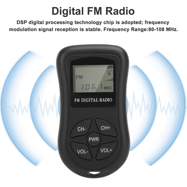 Taskukokoinen pieni radio, henkilökohtainen mini FM-kannettava digitaalinen virittävä transistoriradio hyvän vastaanoton kanssa