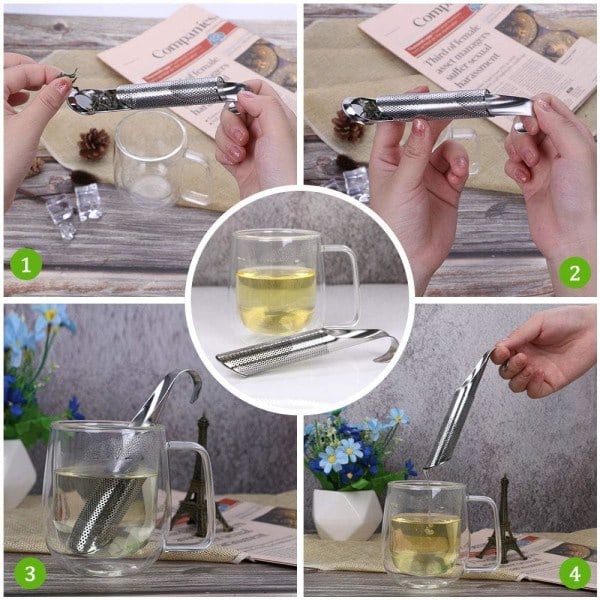 Teisil, 2 stk rustfritt stål urteinfuser Teinfuser Steeper sil for løse teblader, urter eller krydder 2 stk teisil