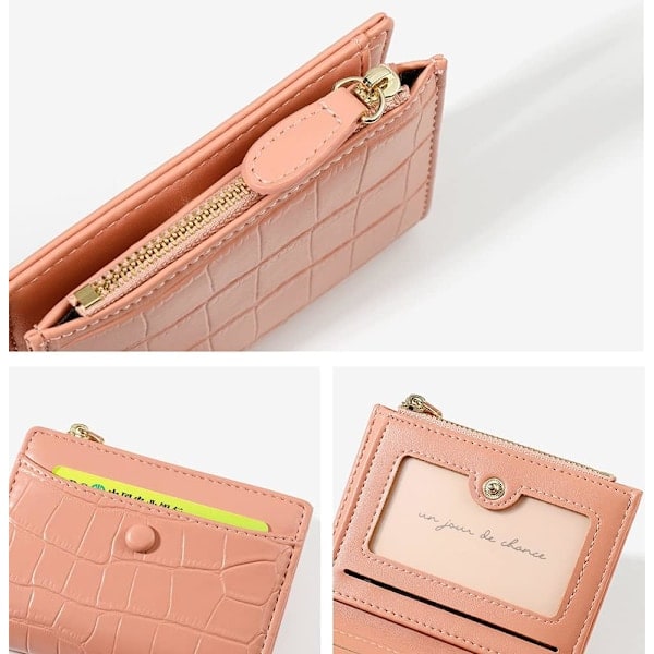 Små plånböcker för kvinnor, moderiktigt stenmönster, tunn och lätt korthållare för flickor Pink