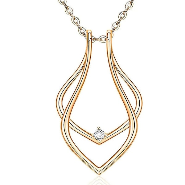 Geometrisk Ringhållare Halsband Hänge Smycke För Kvinnor Flickvän Fru Gold-color
