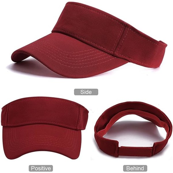 Solskjerm Caps - Kvinners Hestehale Baseball Caps, Sport Utendørs Enkle Visor Caps, Justerbare Twill Golf Tennis Visor Hatter for Menn Wine