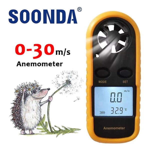 2 i 1 håndholdt anemometer til måling af luftkonditionering udendørs vindhastighed og temperatur volumen tester instrument sensing høj præcision