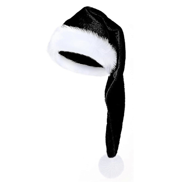Lang Julemandshue i Fløjl - Varm Julemandshue til Vinterkostumer, Julefester, Cosplay, Sceneforestillinger Black S