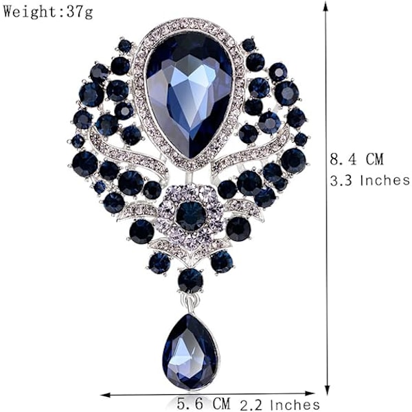 Brosjer Emalsje Brosje for Menn Kvinner Retro Rhinestone Lapel Pin Kleshatt Dekorasjon Dark blue