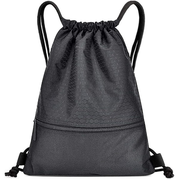 Snørebåndsposer, Vandtæt Snørebånds Gymnastiktaske, Sort Svømme PE Sæk Snørebåndstaske til Skolepiger Drenge Rygsæk, Sort