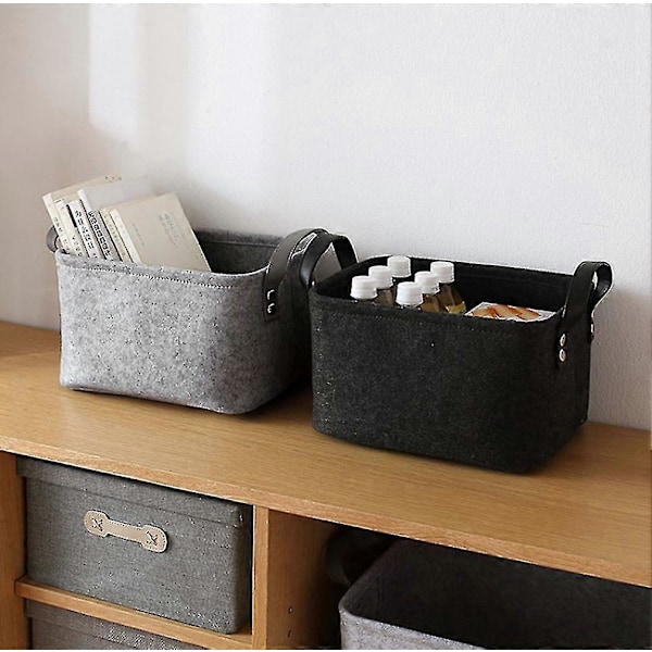 Oppbevaringskurv med to håndtak, filtkurv for leker, bøker, magasiner black 39CM*29CM*25CM
