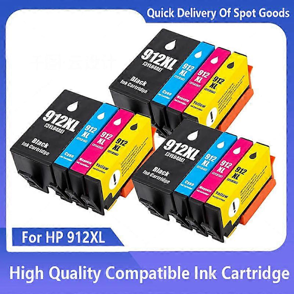 Yhteensopiva HP 912XL 912:n kanssa - Yhteensopiva mustekasetti HP OfficeJet Pro 8020 8022 8023 8024 8025 8026 8028 8035 -tulostimelle 1 Black
