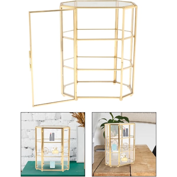 Guld Vintage Glas Smykkeskrin Displayboks Opbevaringsboks