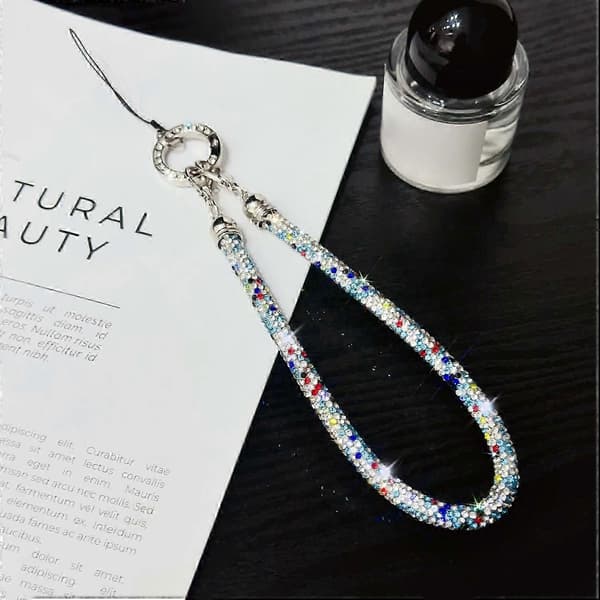 Telefon Armband Glänsande Strass Dekor Handrem Snodd, Längd: 25cm Multicolor Style A