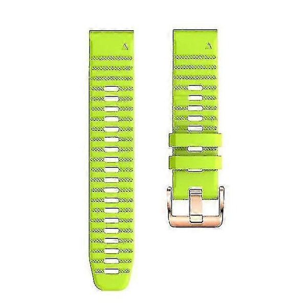 Urremme til Garmin Fenix 7s / 6s Pro / 5s Plus / Instinct 2s, vandrette stribede silikone 20mm rem med rosaguld spænde Green