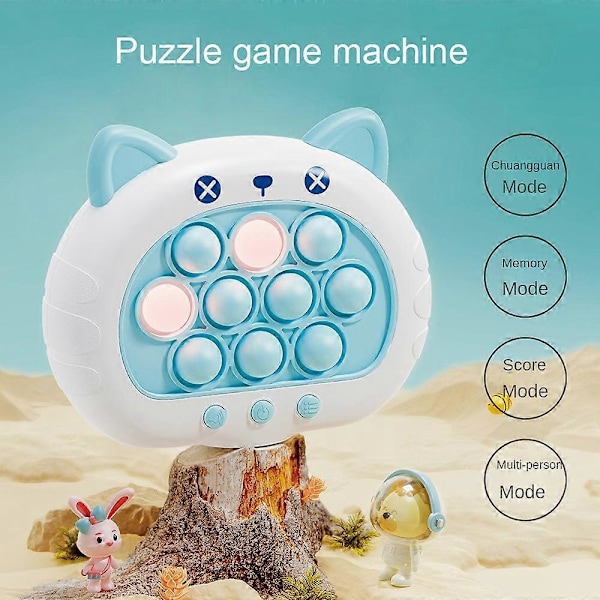 Pop Fidget Spel Snabb Tryck Bubbla Spel Handtag Leksak Anti-Stress Leksaker med LED Spelmaskin Lätta Stress Leksaker för Pojkar Flickor Present blue kitten