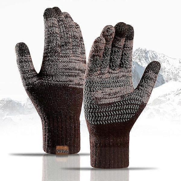 Stickade vinterhandskar för dam och herr, kashmirstickade, varma tjocka handskar för höst och vinter, pekskärmskompatibla skidhandskar Dark gray