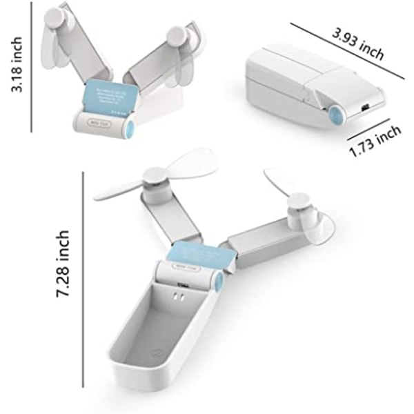 Minifans, Bærbar Liten Sammenleggbar Oppladbar Vifte
