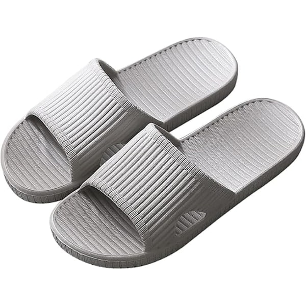 Badeslippers, slippers til kvinder badeværelse eller indendørs brug, skridsikre (grå) 9-10