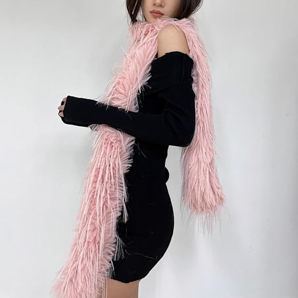 Dam Scarf Höst Vinter, Lätt Stor Varm Mysig Halsduk, Y2K Mode Kashmirhalsduk Konstgjord Päls Plysch Halsdukar för Kallt Väder Pink