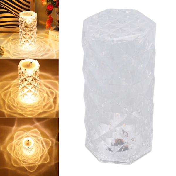 Kristallbordlampa IP54 Vattentät Transparent Mini LED Kristallbordlampa för Sovrum Hem Sängbord Varmvit