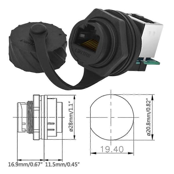 Rj45 Ethernet-stik Cat5e Han til Hun Vandtæt Stik Panelmontering -Yx A