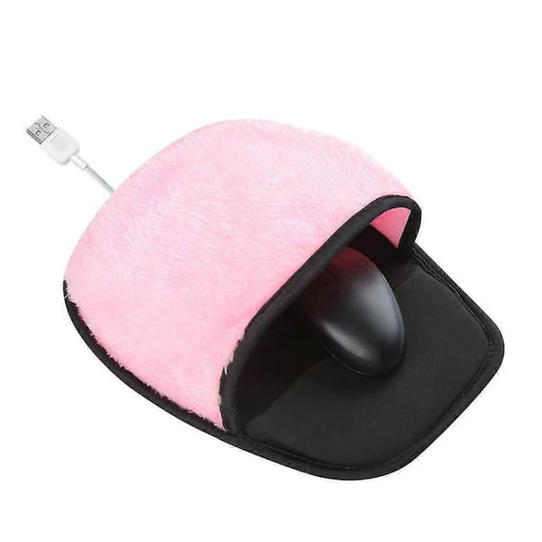 Vinter Musematte Håndvarmer for Menn og Kvinner USB Oppvarmet Musematte Jul Pink