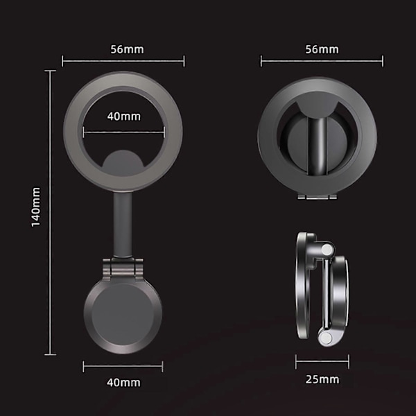 Auton magneettinen puhelinteline 360 asteen kierto Nano-liima-alumiiniseostelina tehokkailla magneeteilla iPhone 15/14/13/12 -sarjoille B