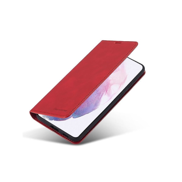 Samsung Galaxy S23 5G Etui, Premium PU Læder Cover Med Kortlomme Støttefod Skjult Magnetisk Stødsikker Flip Wallet Etui Til Galaxy S23 5G 6,1 Tommer Red