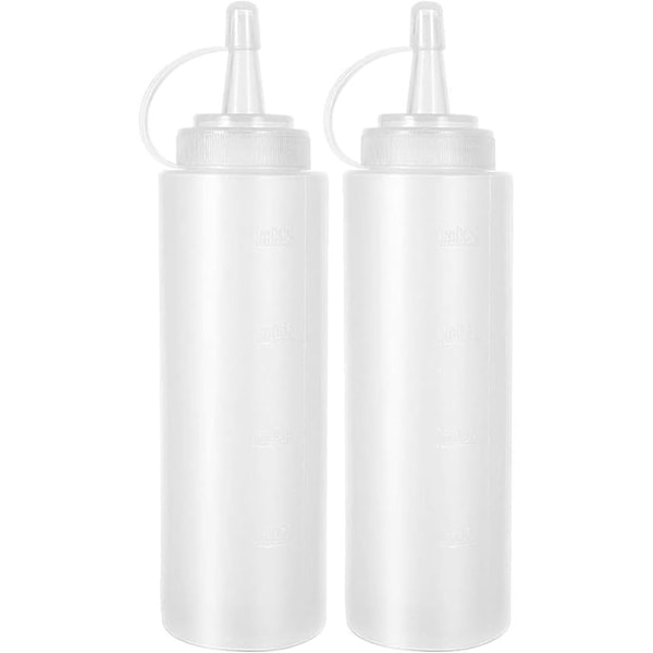 2 stk. BPA-fri Plastik Squeeze-flasker til Krydderier - Lækagesikre, Genanvendelige, Nemme at Klemme, Ideelle til Saucer, Olier, 250ML