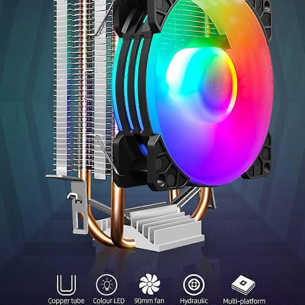 RGB-belysningsvifte med stor lufttrykk og stillegående drift for datamaskin CPU-kjøler C