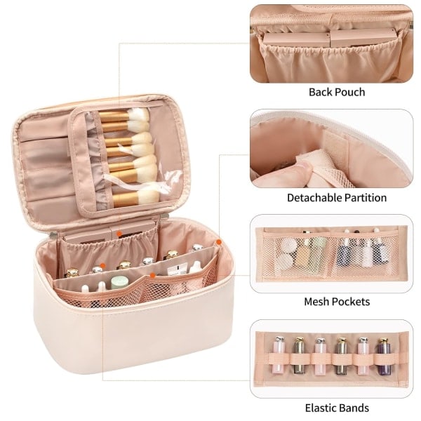 Makeup Taske, Bærbar Kosmetik Taske, Stor Kapacitet Rejsetaske Makeup Organizer, Makeup Tasker Til Kvinder Toilettaske White