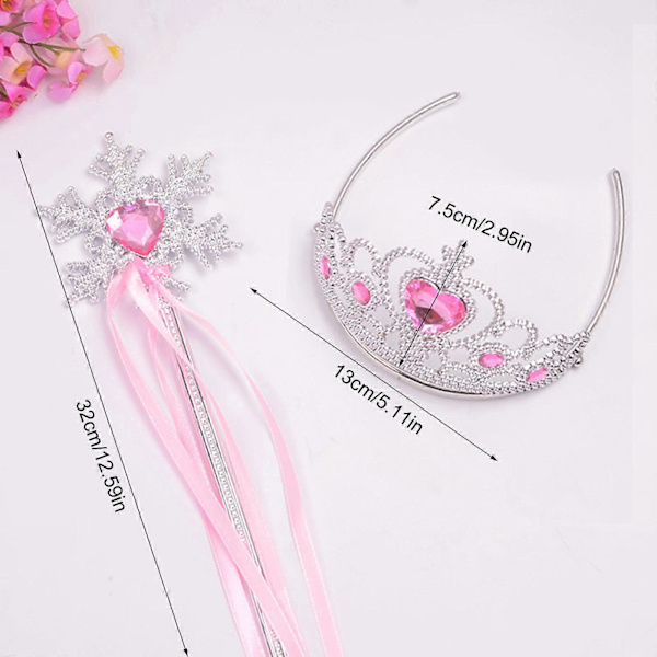 Prinsessa Elsan Kruunu Tiara ja Taikasauvasetti - Hopea Sydän Koru Pukeutumisvarusteet Taaperoille ja Pienille Tytöille Cosplay purple