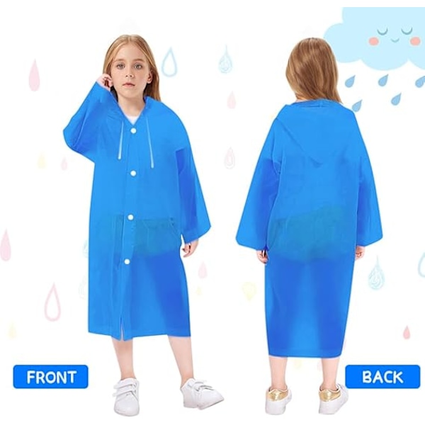 1 stk Barneregnjakke for Jenter og Gutter, Bærbar Regnjakke Regnponcho for Barn Vanntett Blue