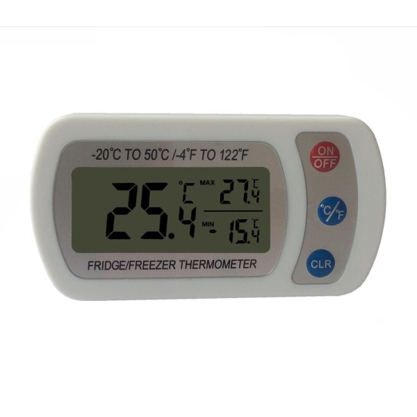 Fridge Thermometer Waterproof Digital Fridge and Freezer Thermometer with Easy to Read LCD Display and Max (2Pack-White)