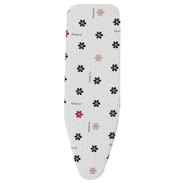 Uppgraderat Brännmärkesresistent Strykbrädsöverdrag med Tryckt Mönster, Dragsko och 2 Extra Förtjockade Kuddar Cartoon Flower 110 x 34 cm