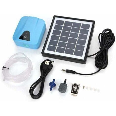 Professionel solardamlufter – 2L/min luftpumpe – Soldrevet – Stille < 45dB – Holdbart ABS-materiale