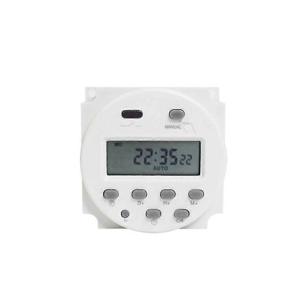 CN101A DC 12V 16A Digital LCD Programmerbar Timer Tidsrelä Strömbrytare Vit Yo