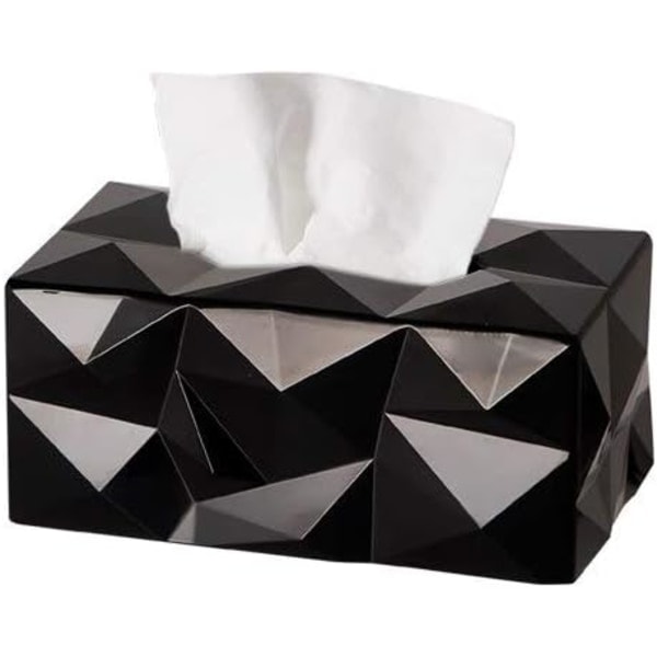 Enkel Kreativ Geometrisk Modern Rektangulär Liten Pappersbox Hushållsartiklar - Svart 21x9.5cm