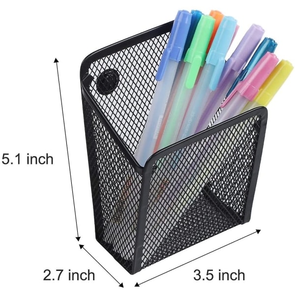 2-pack magnetisk pennhållare, mesh förvaringskorg med extra stark magnet för kylskåp, whiteboard, skåptillbehör, kontorsmaterial