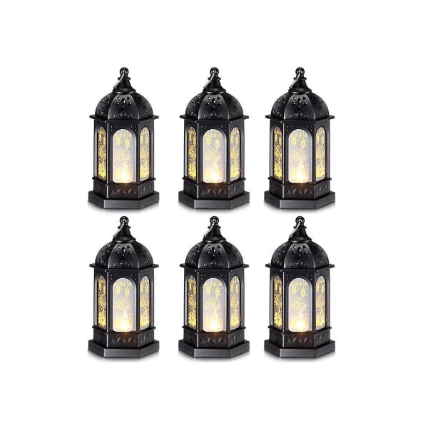 6 kpl Mini Ramadan Kynttilä Mubarak Lyhty Led Eid Mubarak Lyhty Kuu Tähti Valo Keskipiste Sisustus