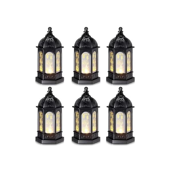6 stk. Mini Ramadan Candle Mubarak Lantern Led Eid Mubarak Lantern Måne Stjerne Lys Bordpynt