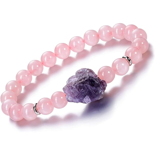 Ametyst Krystall Perle Armbånd for Kvinner Naturlig Edelsten Healing Krystall Halv Edelsten Reiki Angst Stein Perler Pink