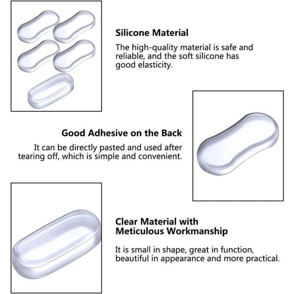 5-delars toalettsitsdyna – transparent silikon – bullerreducerande – hem, hotell, etc.