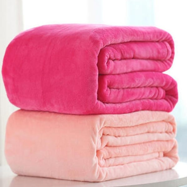 Polyester Myk Varm Ensfarget Teppe Sovepledd Gulvteppe for Hjem Soverom Sengetøy Rose Red 100*150cm.