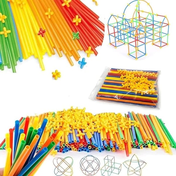 Rakennuspalikkasarja, opettavainen olkipuzzle, lasten lelusetti, 50 olkea