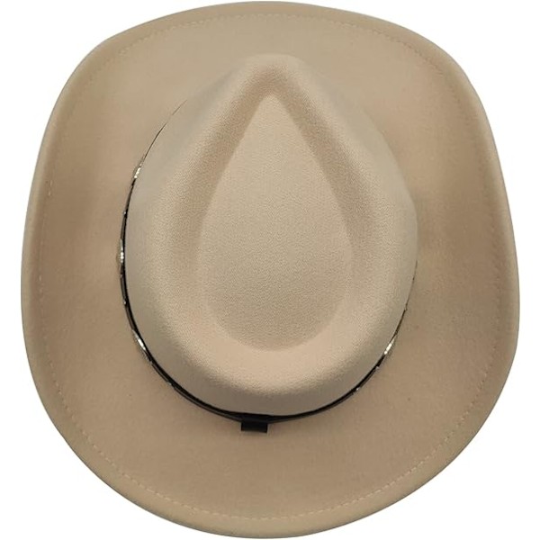 Cowboyhatt för kvinnor Westernhatt för män Cowboyhatt i filt Justerbar utomhushatt med formbar brätte Beige