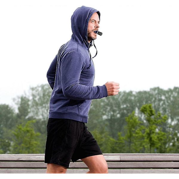 Åndedrætsøvelsesapparat til lunger, Lungekapacitetsøvelsesapparat, Bærbar åndedrætsfitnessøvelsesapparat til mænd og kvinder Black